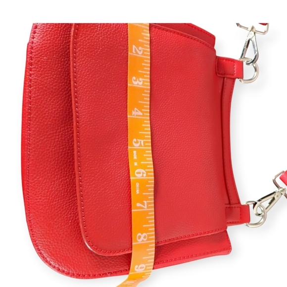 Red Braided Strap Crossbody Bag Chrome Hardware - Picture 13 of 16